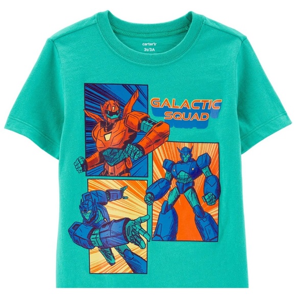 Carter's Boy's Galactic Squad Jersey Tee Turquoise Teal Size 14 NWT 100% Cotton - Picture 1 of 4